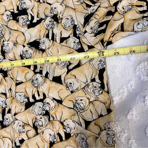 Bull Dog Button Down Short Sleeve Shirt Renate Schuler Raw Silk Yellow Black - Picture 9 of 9